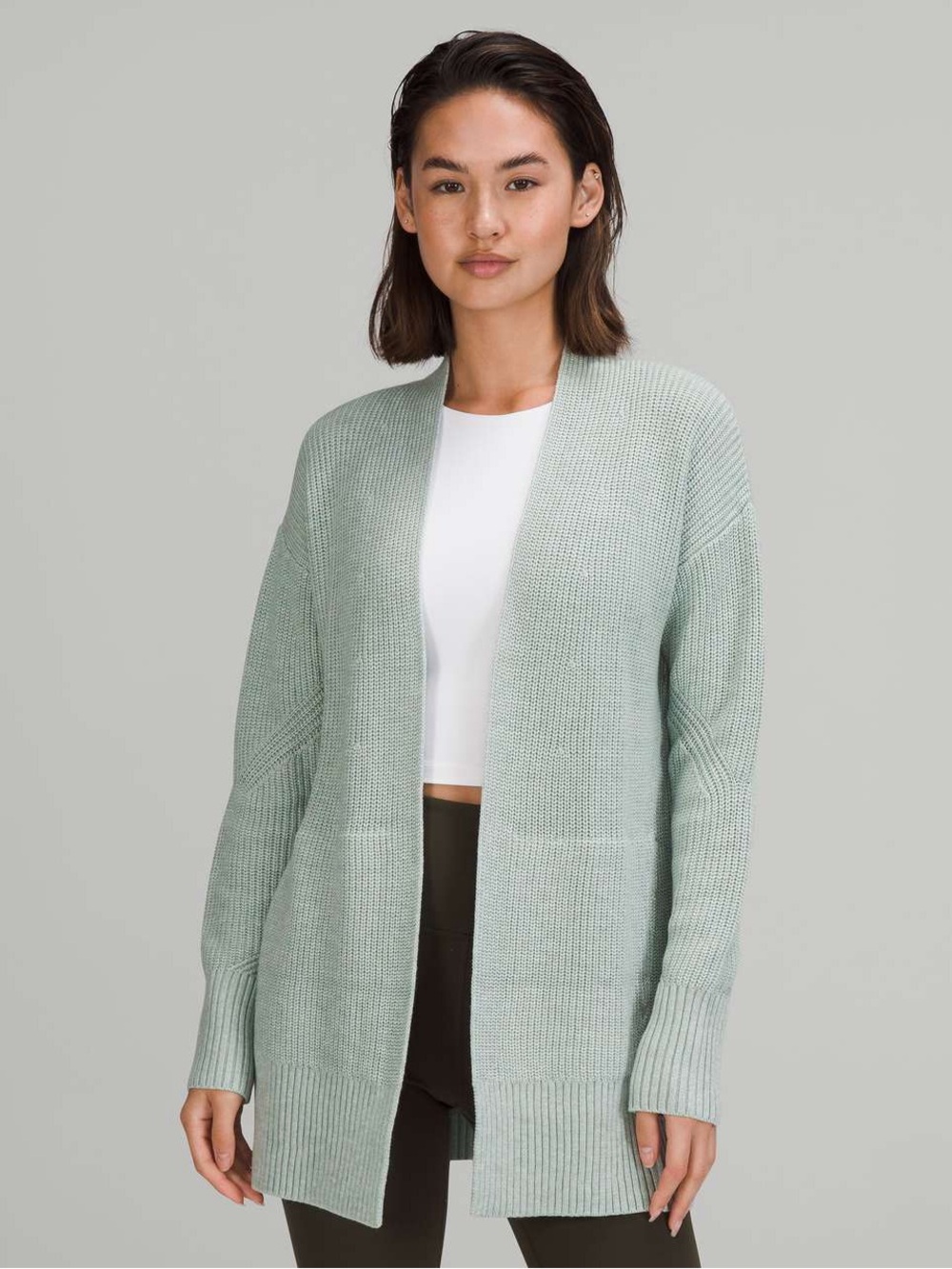 Lululemon Cashlu™ Sweater Wrap Heathered Silver Blue Open Front Cardigan XL/XXL